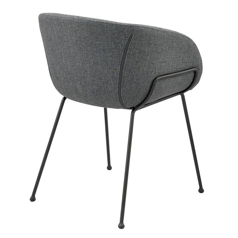 Zach Armchair in Black Leatherette with Matte Black Legs - Set of 2