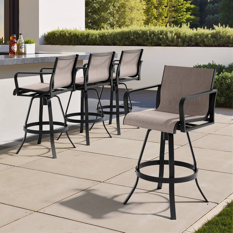 Outdoor Indoor Patio Aluminum Premium Sunbrella Fabric Swivel Barstools