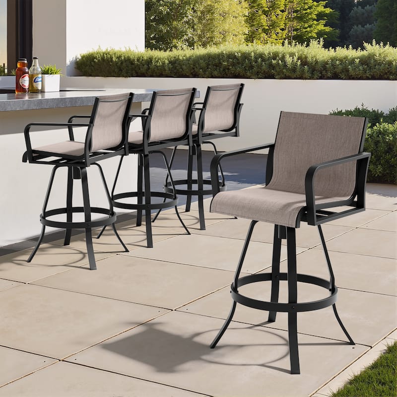 Outdoor Patio Aluminum Sunbrella Fabric Swivel Barstools