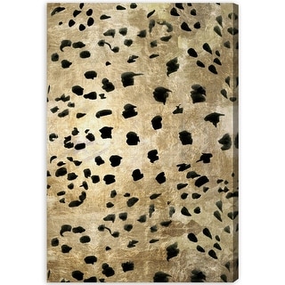 Cheetah Cheetah, Glam Leopard Print Modern Gold Canvas Wall Art Print 