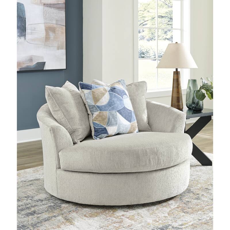 Signature Design by Ashley Maxon Place Oversized Swivel Accent Chair - 56"W x 55"D x 35"H - Stone