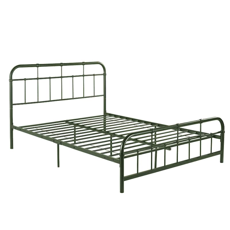 Christopher Knight Home - Aurelio Iron Platform Bed Frame with Rounded Corner Headboard and Footboard