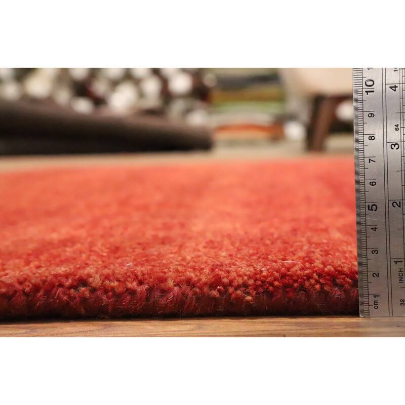 Hand Knotted Oriental 100% Wool Carpet Modern Solid Oranges & Rust Gabbeh Area Rug - 6' 5'' X 4' 11''