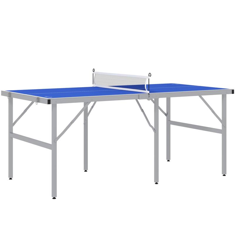 Soozier Mini Ping Pong Table Set for Outdoor and Indoor, Foldable Table Tennis Table with Net, 2 Paddles, 3 Balls, Adjustable