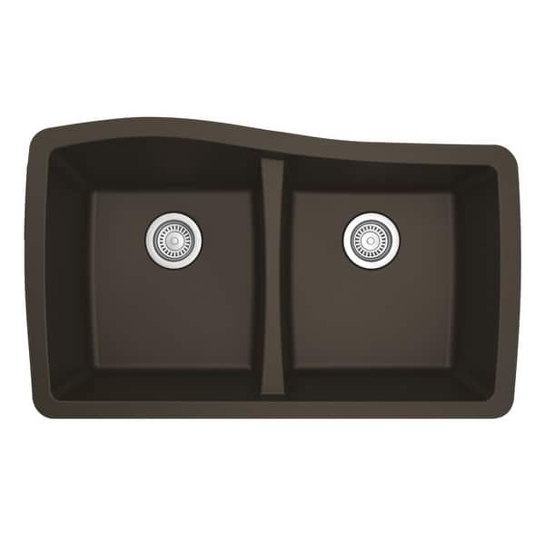 slide 27 of 58, Karran Undermount Quartz Double Bowl Kitchen Sink Brown