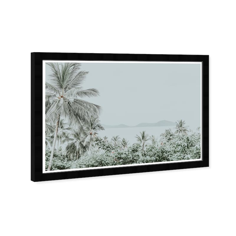 Wynwood Studio Prints Floral and Botanical Silver Grey Paradise Gray and Dark Green Tropical Wall Art Canvas Print