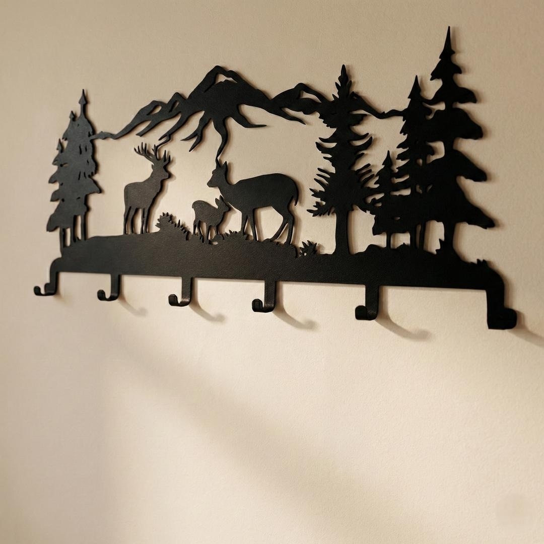 Metal Deer Family Wall Mounted Coat Rack