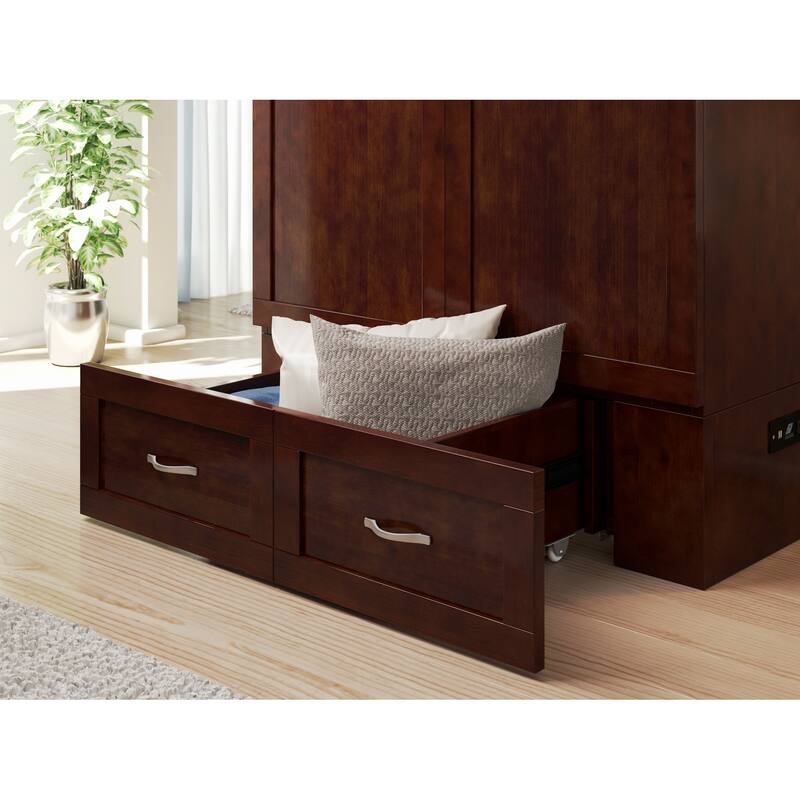 Hamilton Murphy Bed Chest with Storage Drawer and Built-In Charger
