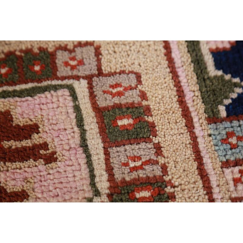 Hand Knotted Oriental 100% Wool Carpet Traditional Medallion Navy Blue & Blues Heriz (serapi) Area Rug - 13' 10'' X 9' 11''