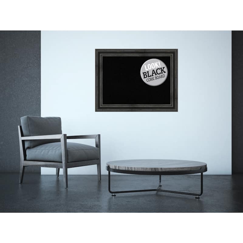 Framed Black Cork Board, Rustic Pine Black