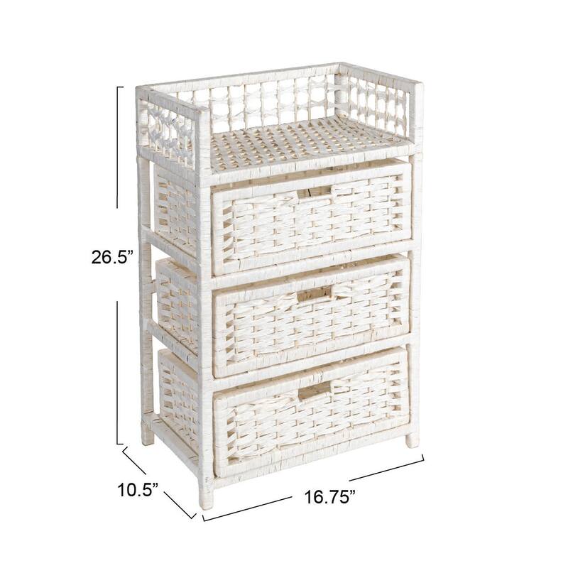 Household Essentials Woven 3 Drawer Chest with Cutout Handles