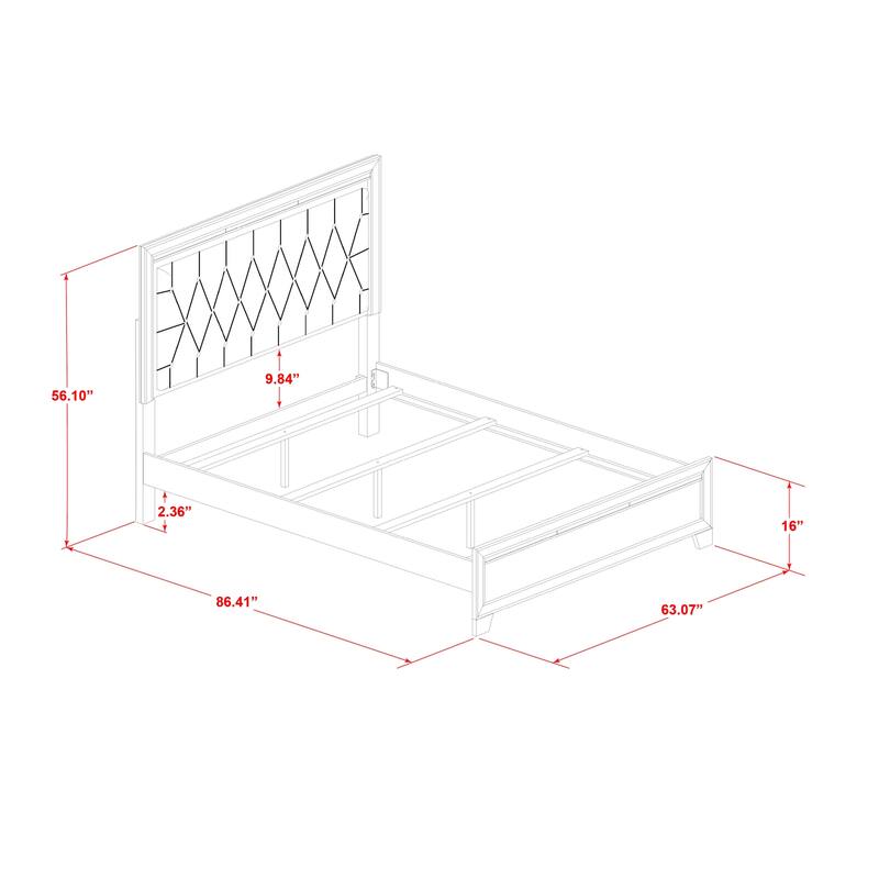 French Bohemian Antique White Oak Queen Platform Bed Frame with Detailed Wood Finish for Classic Charm