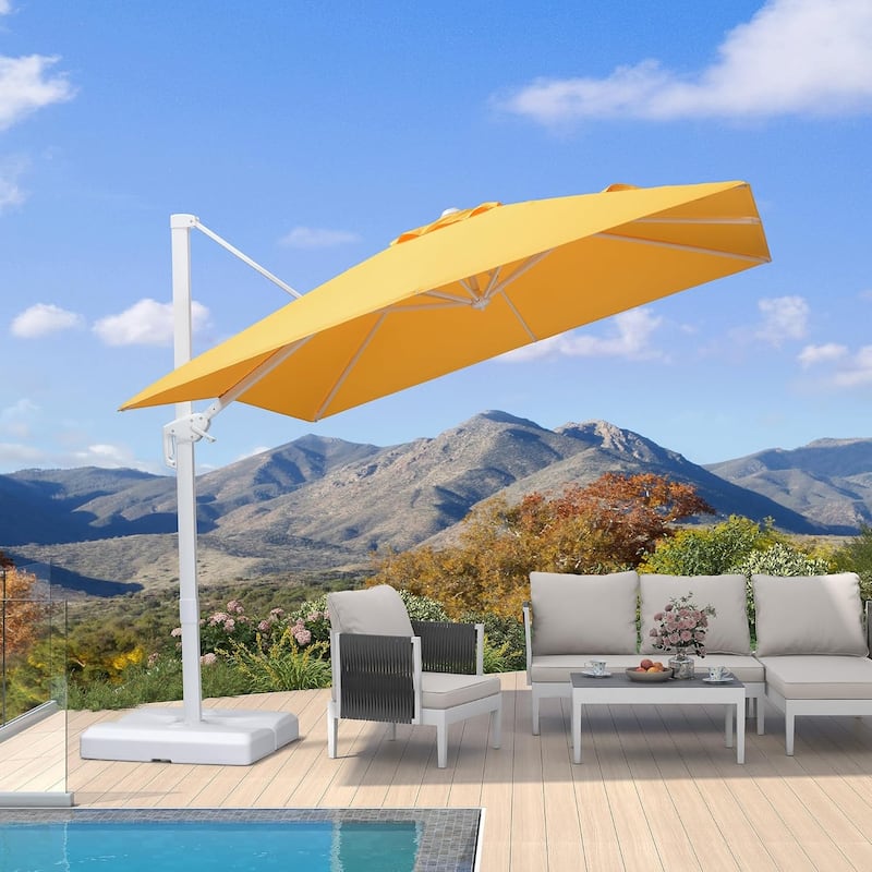 PURPLE LEAF 9 ft White Cantilever Patio Umbrella with 360 Degree Rotation