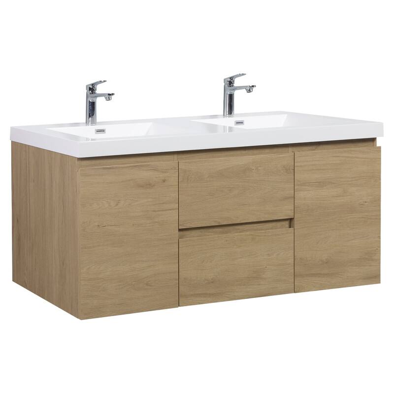 Plywood Floating Bathroom Vanity with Integrated Resin Sink