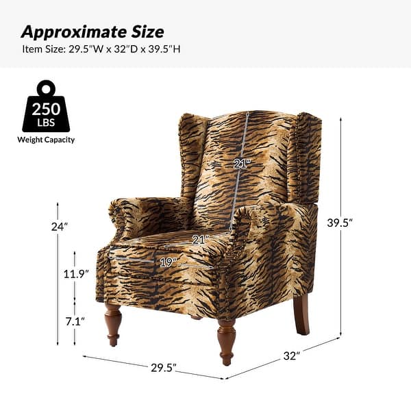 dimension image slide 1 of 3, Ivan Traditional Animal Pattern Armchair with Nailhead Trim Set of 2 by HULALA HOME