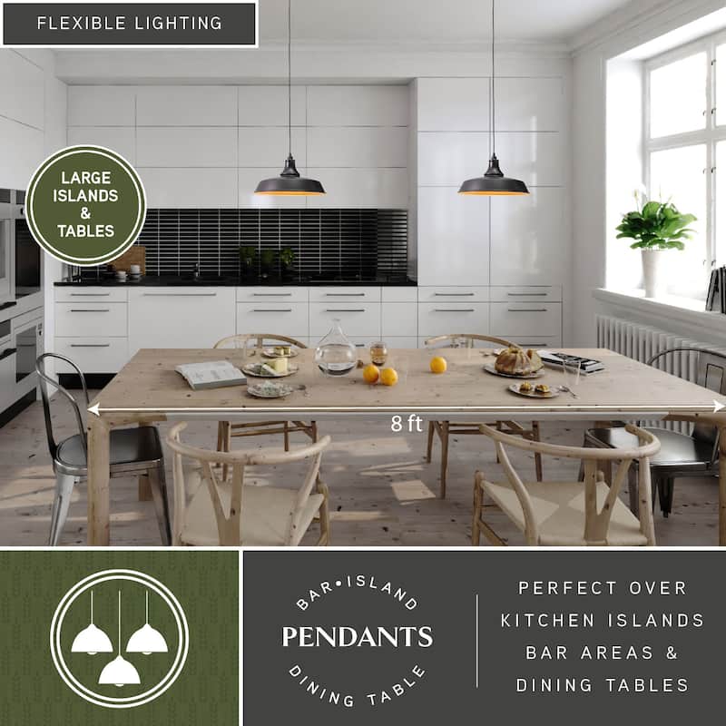 Dorado Bronze Outdoor Farmhouse Pendant Ceiling Light - 15-in W x 8.5-in H x 15-in D