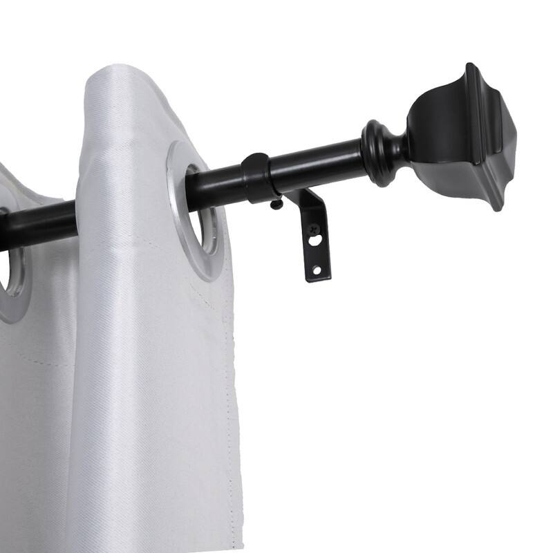 UTOPIA ALLEY Wall Mounted 3/4 Inch Curtain Rod, Single Decorative Drapery Rod, Adjustable Curtain rods for Windows - 86-120 - Black
