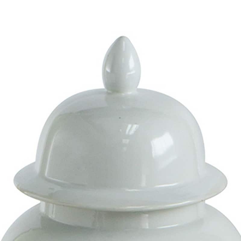 Deva 20 Inch Medium Porcelain Ginger Jar, Classic White Glossy Finish