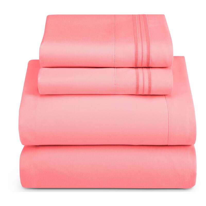 Nestl Ultra-soft Deep Pocket Bed Sheet Set - Twin - Coral Pink