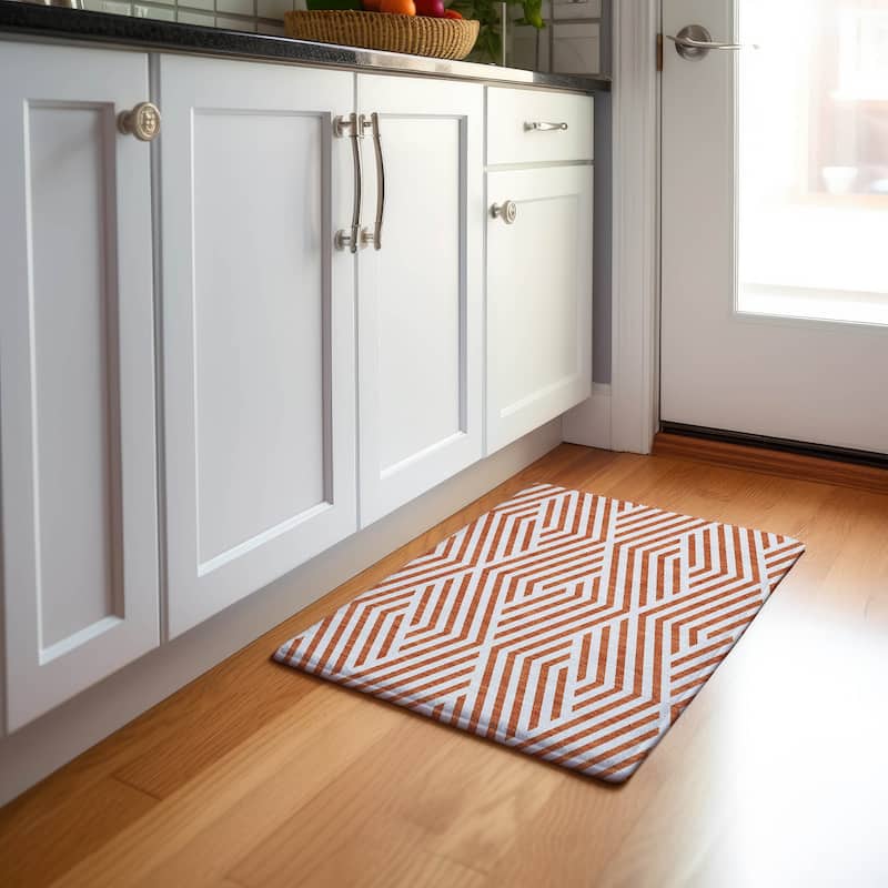 Premium Washable Super Soft Contemporary Geo Mayfield Rug - Paprika - 1' 8" x 2' 6" - Rectangle