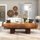 preview thumbnail 5 of 14, Brown Wood Handmade Live Edge T Stand Living Room Coffee Table with Block Legs
