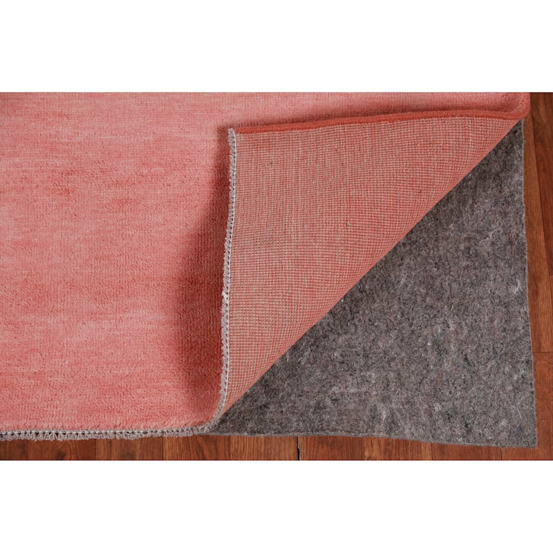 Hand Knotted Oriental 100% Wool Carpet Modern Solid Pink Gabbeh Area Rug - 9' 3'' X 6' 0''