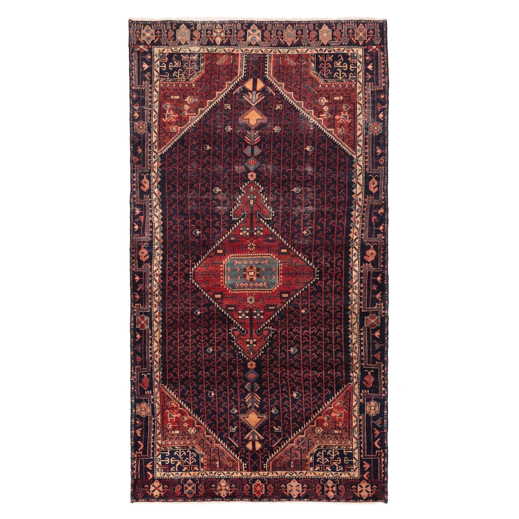 ECARPETGALLERY Hand-knotted Anatolian Vintage Dark Navy Wool Rug - 4'9 x 9'1