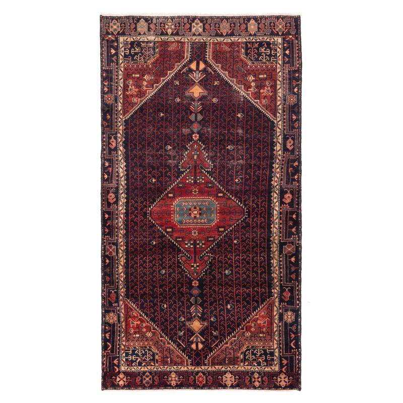 ECARPETGALLERY Hand-knotted Anatolian Vintage Dark Navy Wool Rug - 4'9 x 9'1