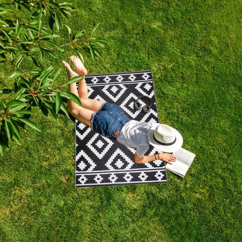 Playa Rug Outdoor Recycled Reversible Plastic Folded Mat/Rug Milan Collection Lightweight & Weather, Water and UV Resistant