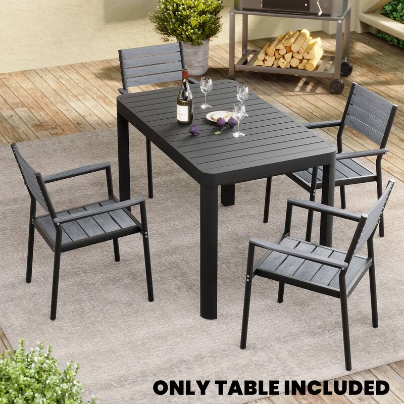 Outdoor Patio Expandable Rectangular Aluminum Dining Table - 29.92" H x 46.06"/63.78" W x 27.56" D