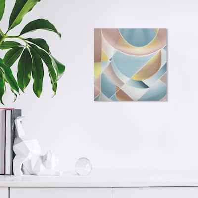 Wynwood Studio Canvas Abstract Pastel Geos Blue and Tan Mid-Century Modern Wall Art Canvas Print