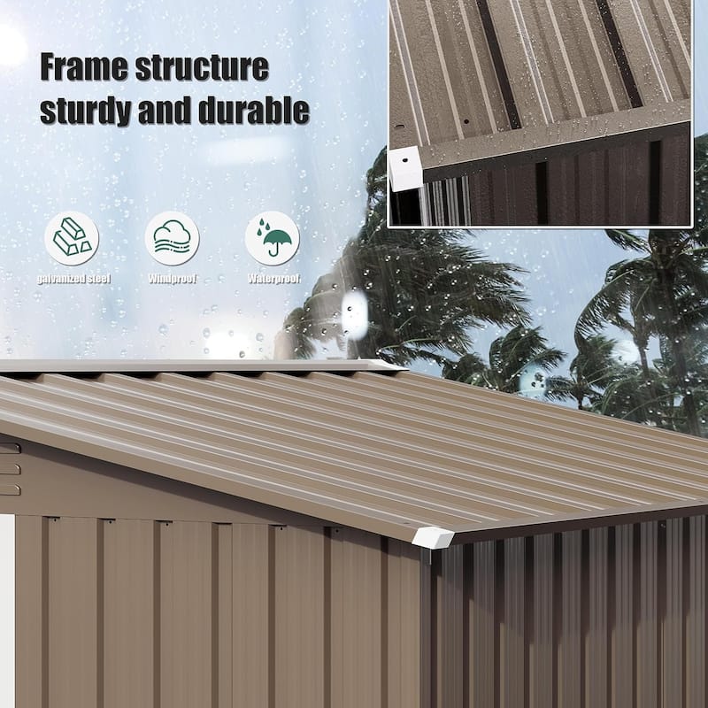Kullavik Outdoor Metal Storage Shed with Floor and Lockable Sliding Door