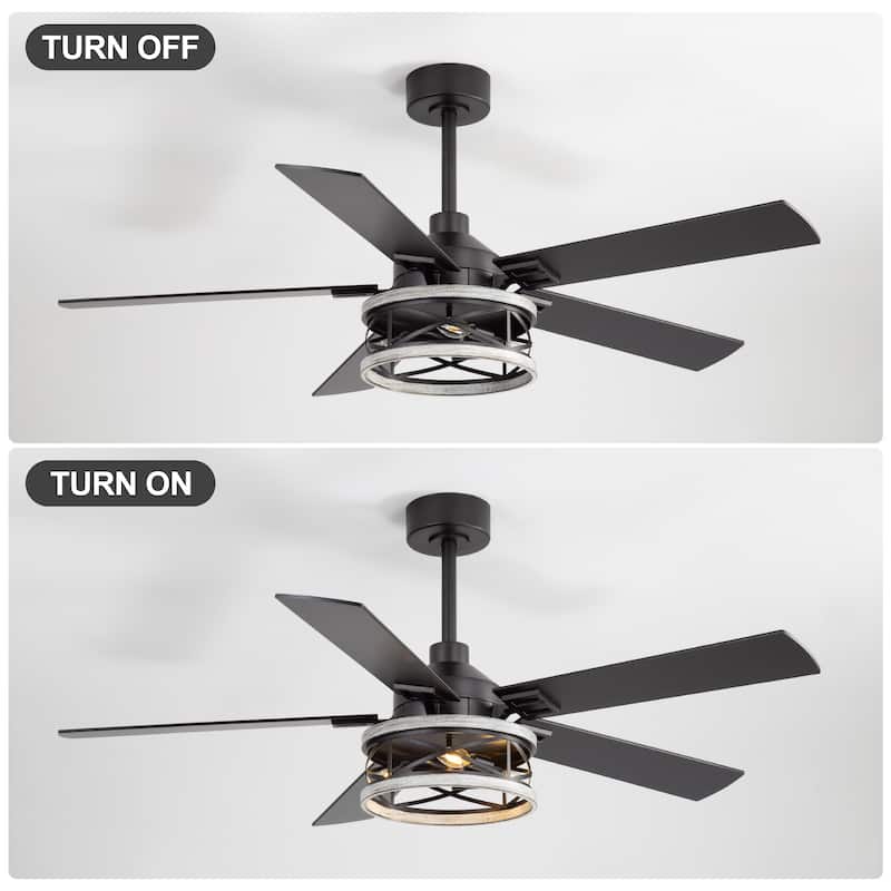 52-inch Reversible 5-Blade Caged Ceiling Fan with Remote and Light Kit