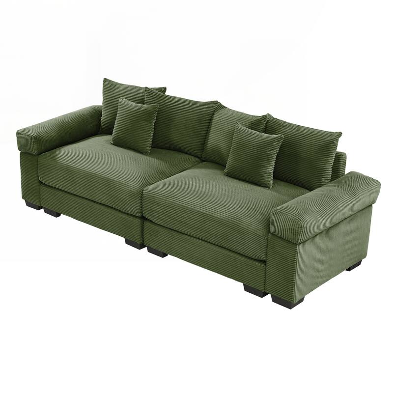 Oversized Cloud Modular Sectional Couch,Corduroy Fabric Extra-Wide Armrests Throw Pillows