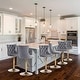 preview thumbnail 87 of 125, Velvet Upholstered Nailheads Tufted Swivel Bar Stools (Set of 6) Grey GoldBase Set of 6