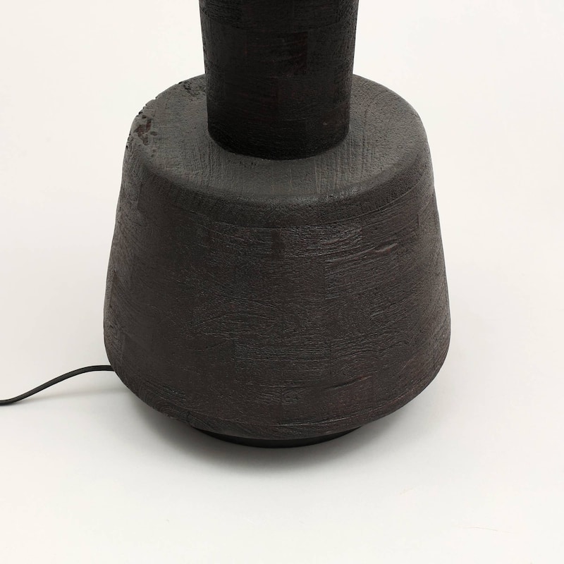 Handcrafted Artisanal Decorative Table Lamp with Wooden Base For Living Room-Bedroom-Home Decor-Tabletop-16.5X16.5X29"