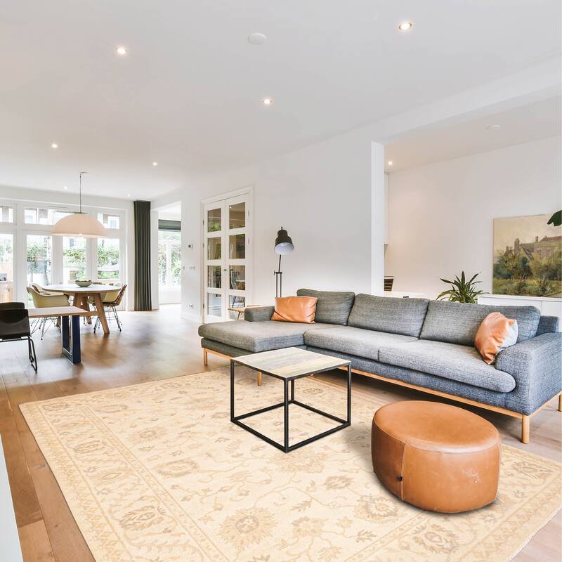 ECARPETGALLERY Hand-knotted Modern Oushak Ivory Wool Rug - 9'6 x 13'5