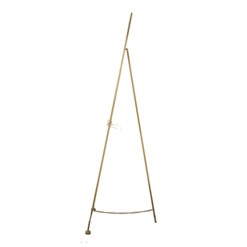 57 Inch Easel Stand, Gold Iron Frame, Free Standing for an Artists Touch