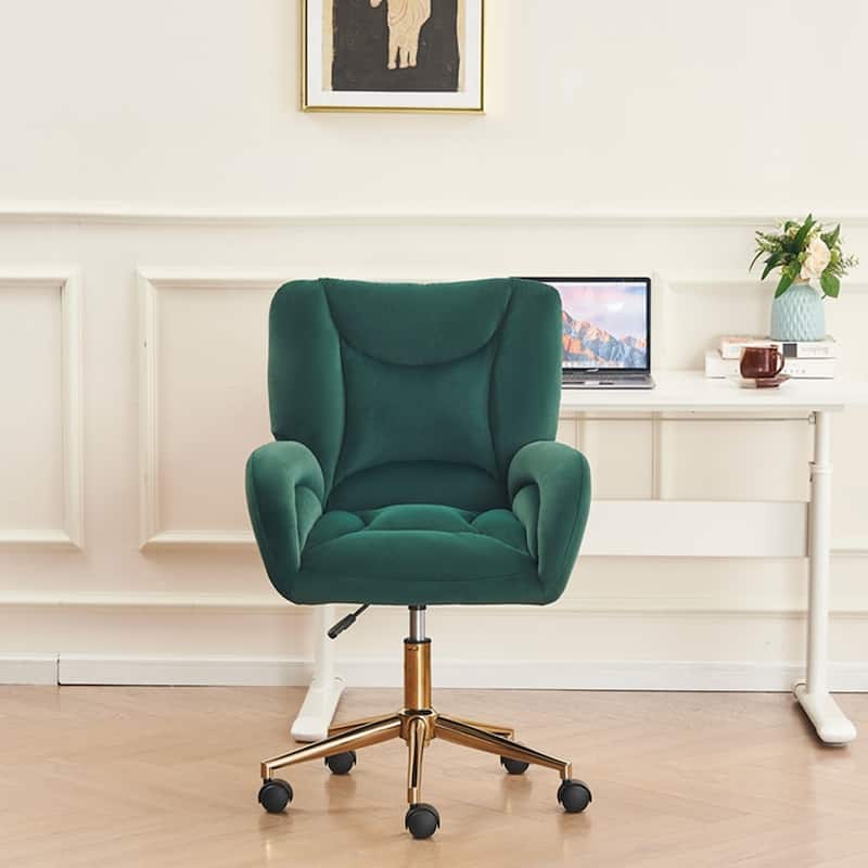 360 Swivel Fabric Home Office Chair With Gold Metal Base