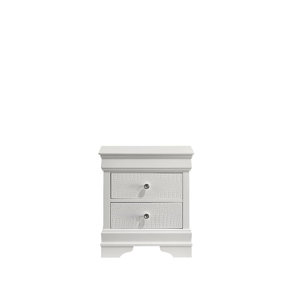 Modern 2-Drawer Nightstand in White with Wood Construction