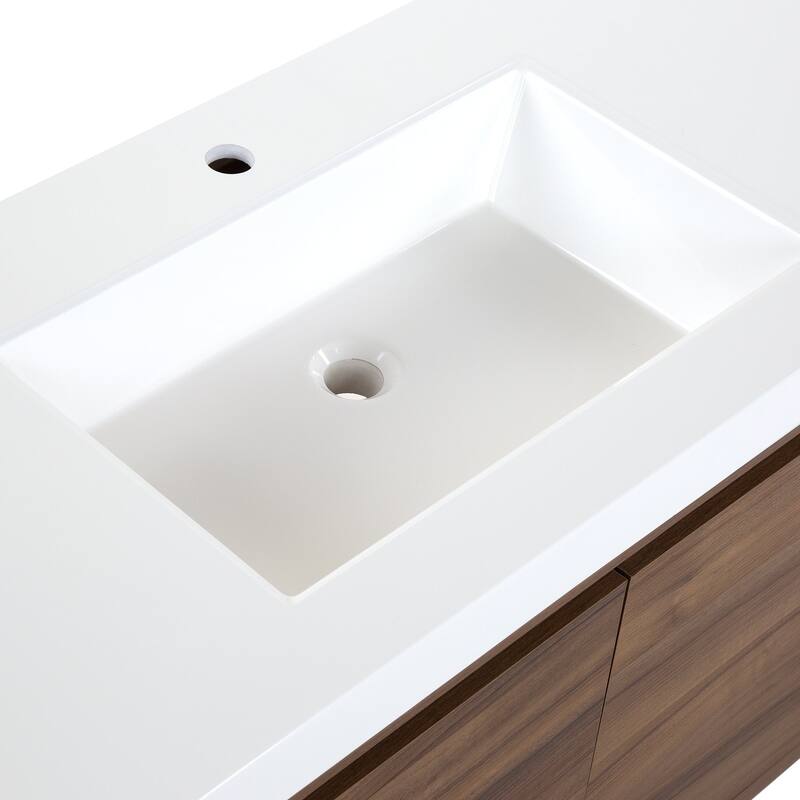 Kelby 48.5" Floating Bathroom Vanity With Cabinet, 2 Drawers, and White Sink Top