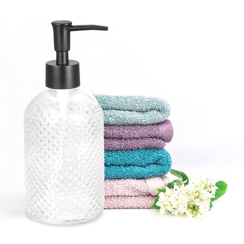 Soap Dispensers Set- 17Oz Empty Glass Dish Hand Soap Dispenser with Pump for Kitchen Bathroom, 2Pcs