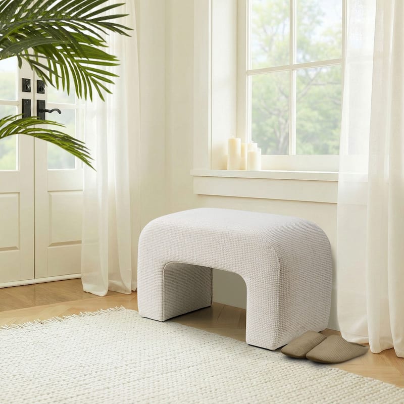 28" Fully Upholstered Small Waterfall Bench