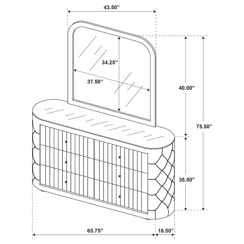 Sonya 6-drawer Upholstered Bedroom Dresser Ivory