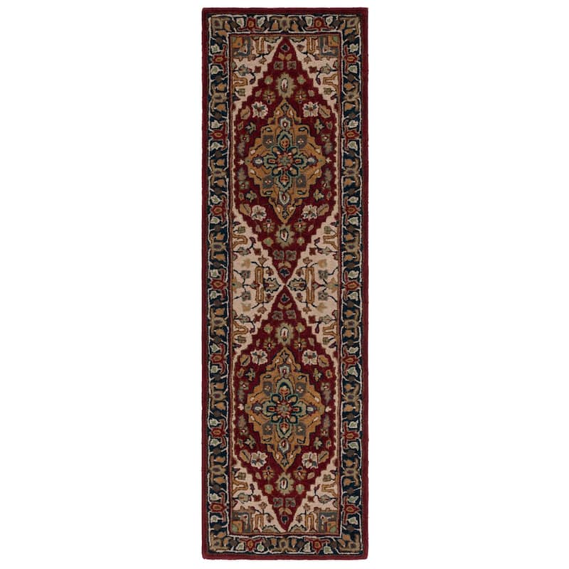 SAFAVIEH Handmade Heritage Tieneke Traditional Wool Rug - 2'3" x 8' Runner - Red/Ivory
