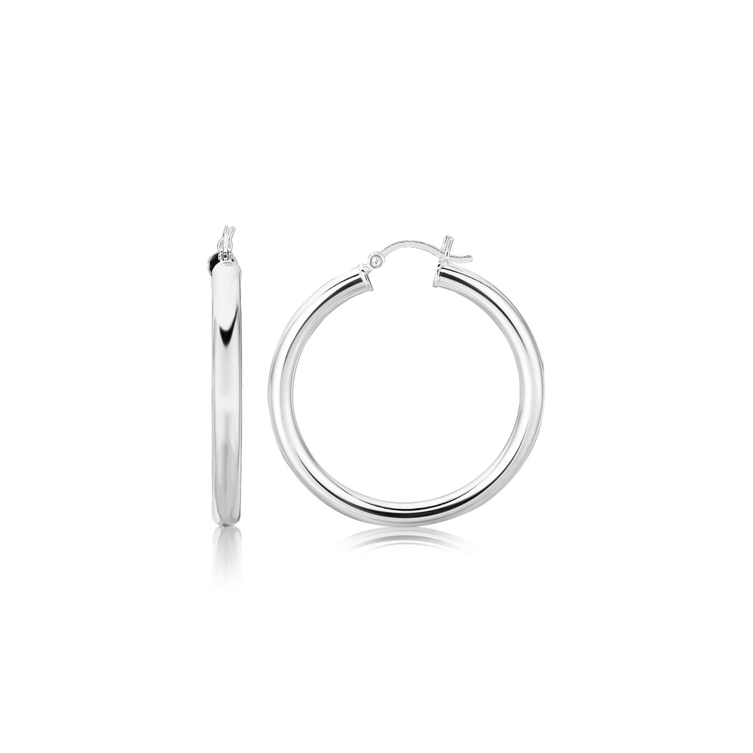 925 Sterling Silver Rhodium-plated Rose-tone Polished /& Hoop w//Chain Post Earrings