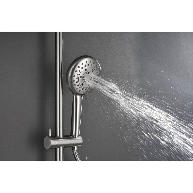 ShowerSpas Shower System, with 10" Rain Showerhead, 4-Function Hand Shower, Adjustable Slide Bar and Soap Dish