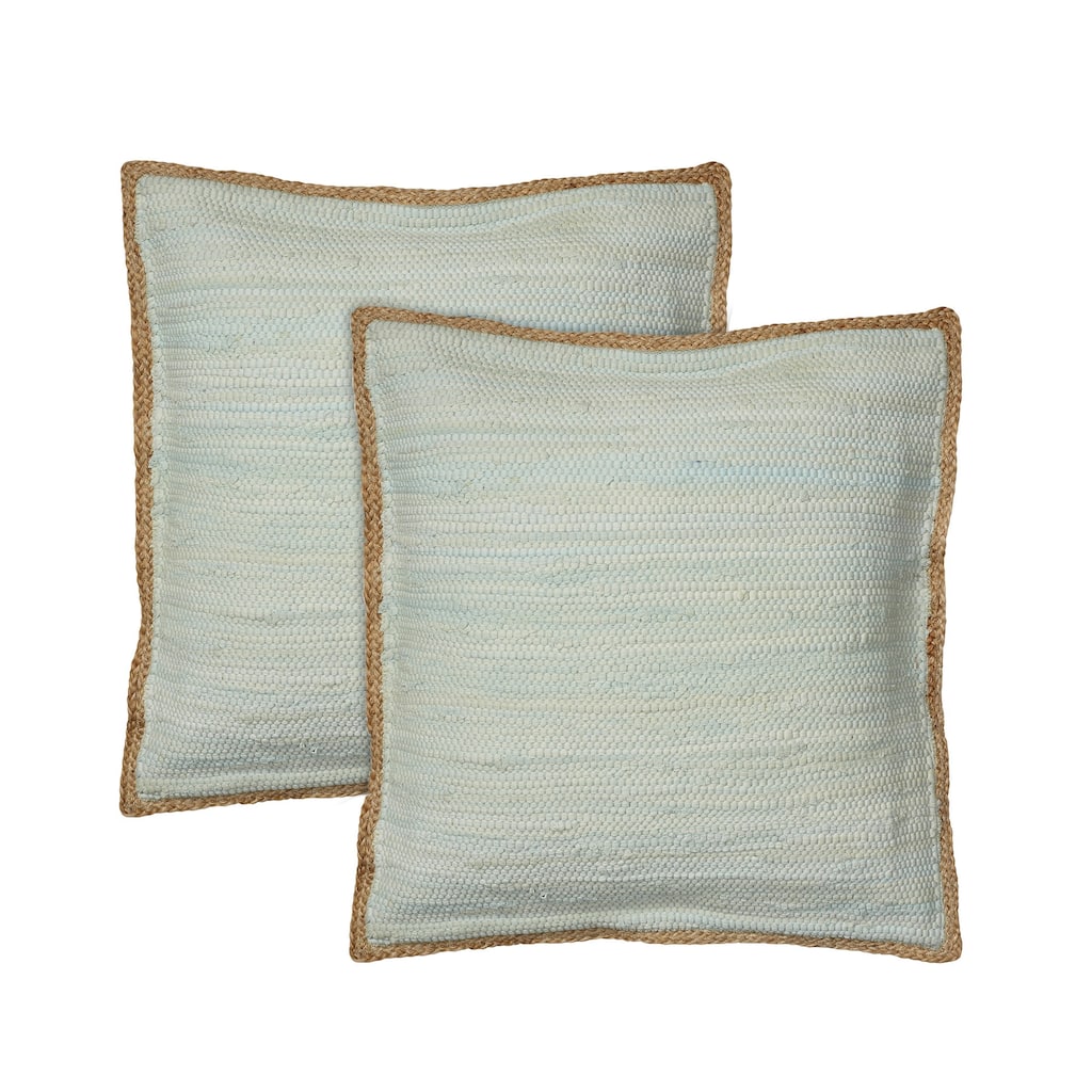 HomeRoots Set of Two 20" Gray And Natural Cotton And Jute Throw Pillows