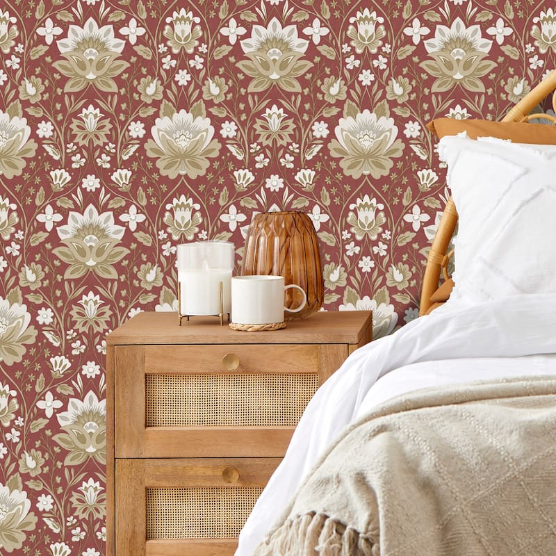 Fine Decor Issey Red Floral Wallpaper