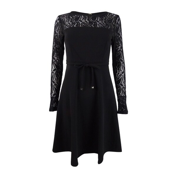 Tommy Hilfiger Women's Lace-Sleeve Fit & Flare Dress. Opens flyout.